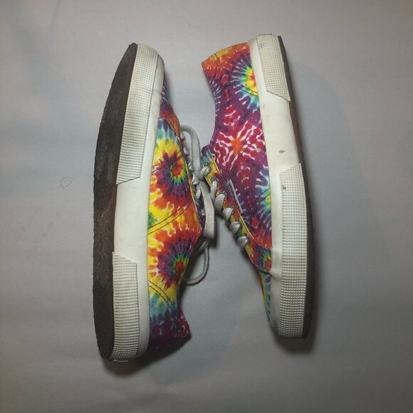 SUPERGA Rainbow Sneakers Unisex Size M7.5/W9 Red Multicolor Tie Dye  S11GJW - Picture 11 of 12